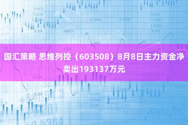 国汇策略 思维列控(603508)8月8日主力资金净卖出193137万元