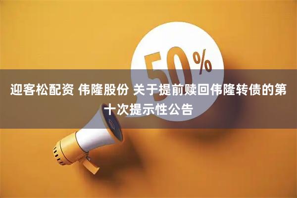 迎客松配资 伟隆股份 关于提前赎回伟隆转债的第十次提示性公告